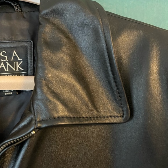 Jos A Bank Executive Collection mens XL TALL black Leather Jacket - Picture 7 of 16